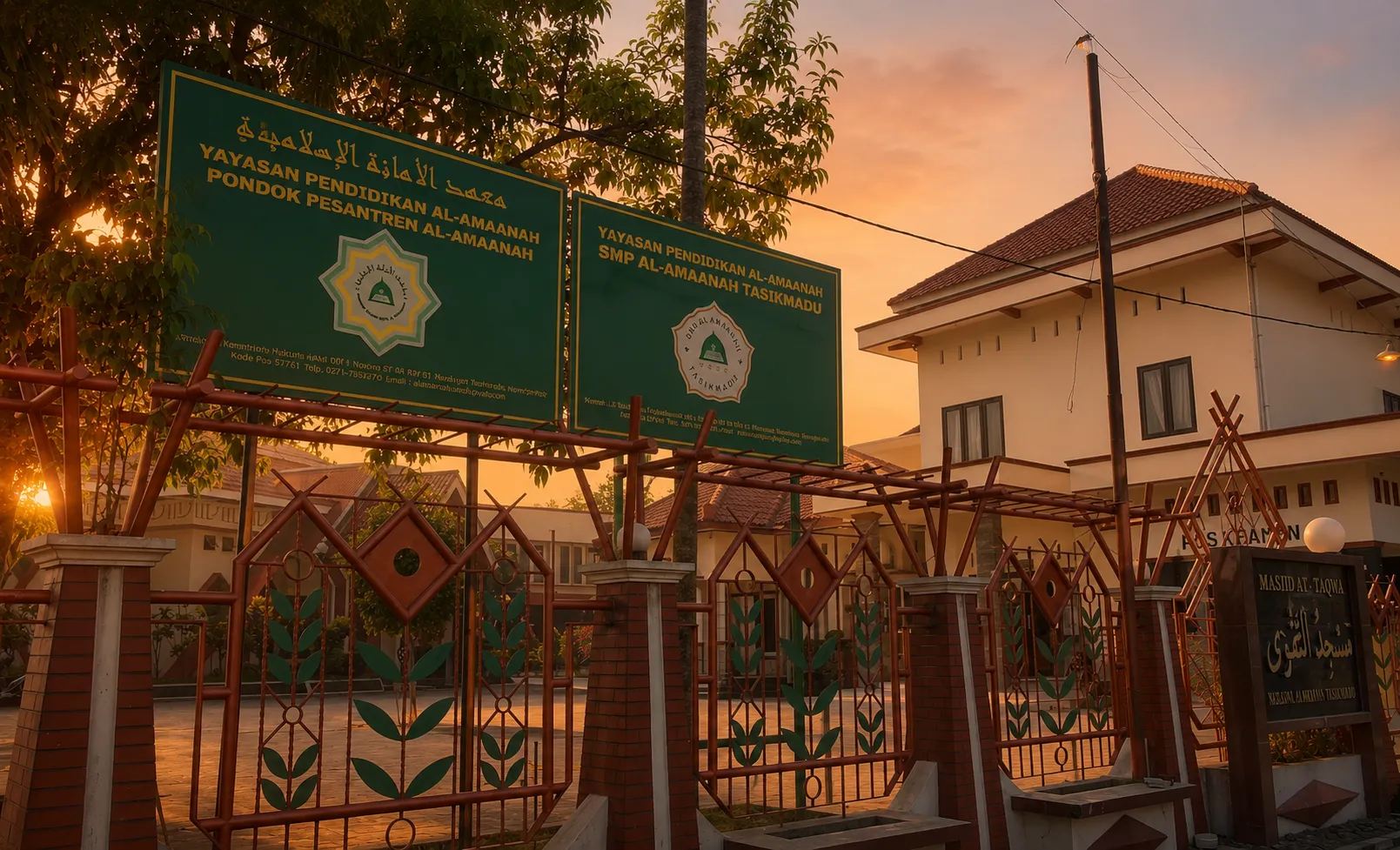 Gerbang Pondok Pesantren Al-Amaanah di Karanganyar Barat — di balik gerbang ini, ada yang terus diwariskan.