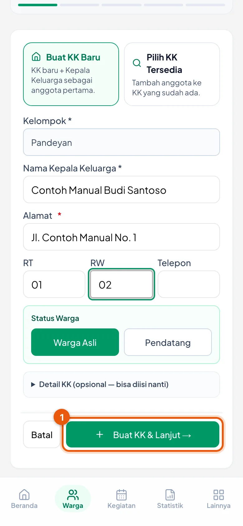 Setelah digeser, tombol berada di atas bilah menu dan aman diketuk.