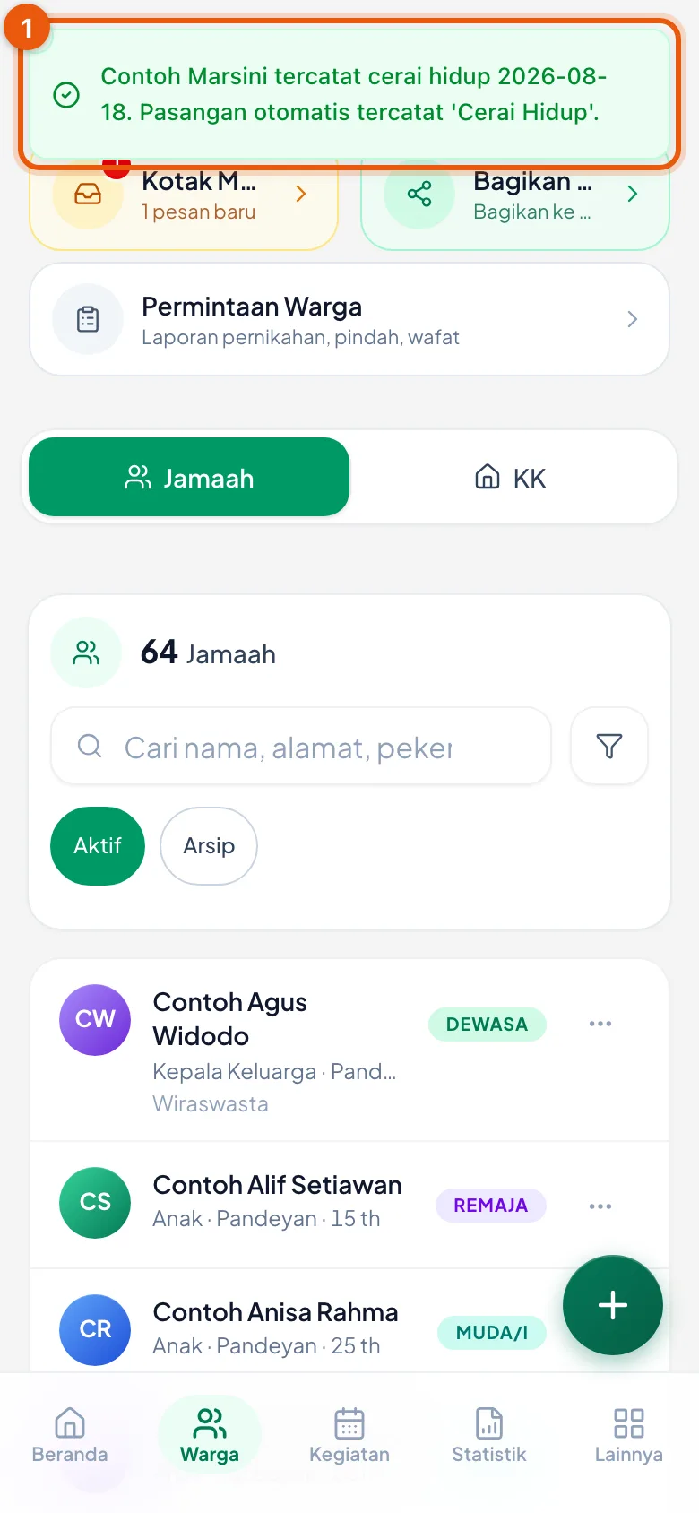 Kedua belah pihak disebutkan dalam satu pesan, karena pasangannya ikut dipilih di langkah 4.