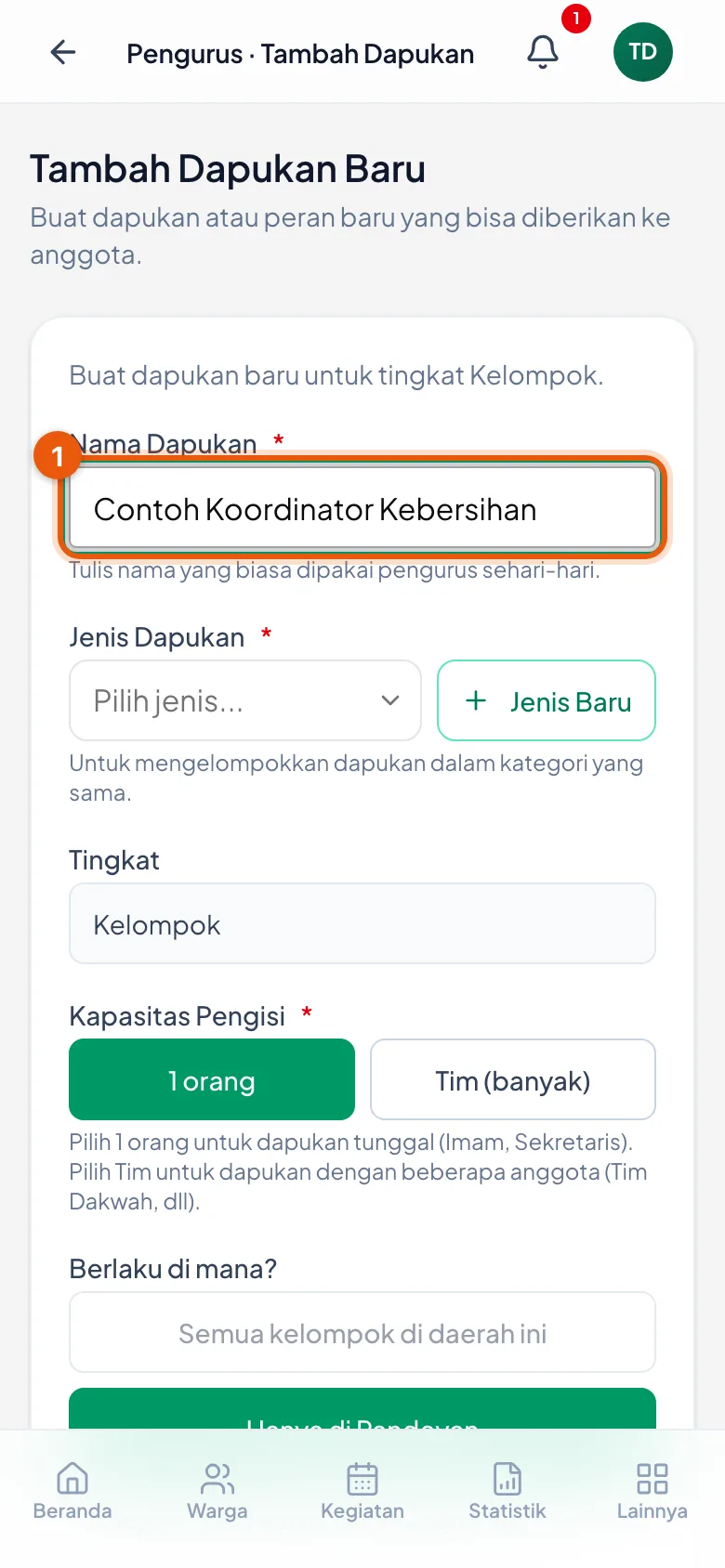 Pakai nama yang biasa disebut sehari-hari supaya mudah dikenali pengurus lain.