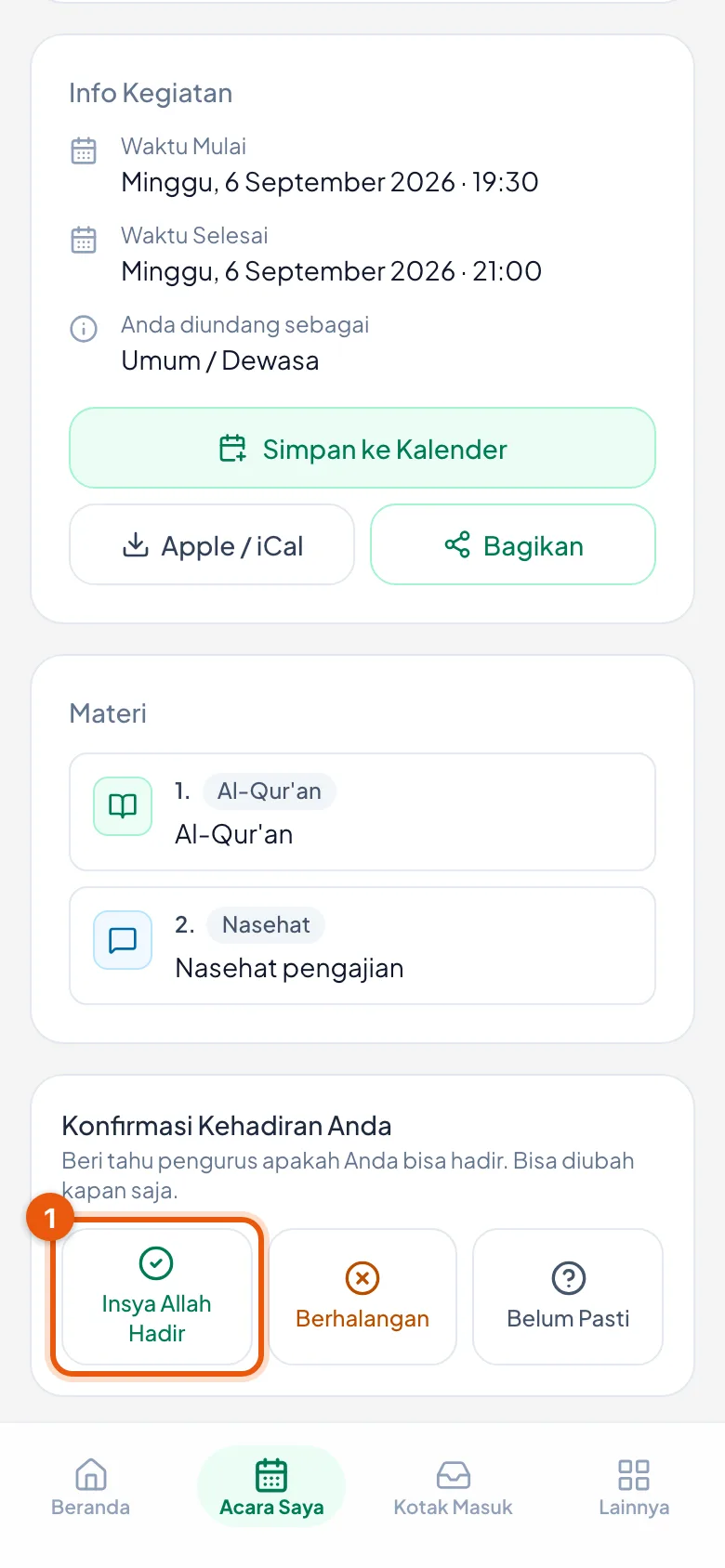 Belum ada yang dipilih — semua tombol masih putih.
