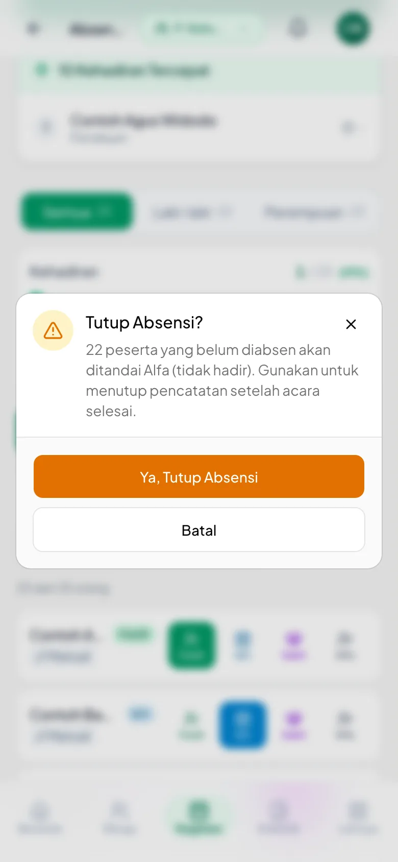 Dialognya menyebut berapa orang yang akan ditandai Alfa — baca angkanya sebelum menekan Ya.