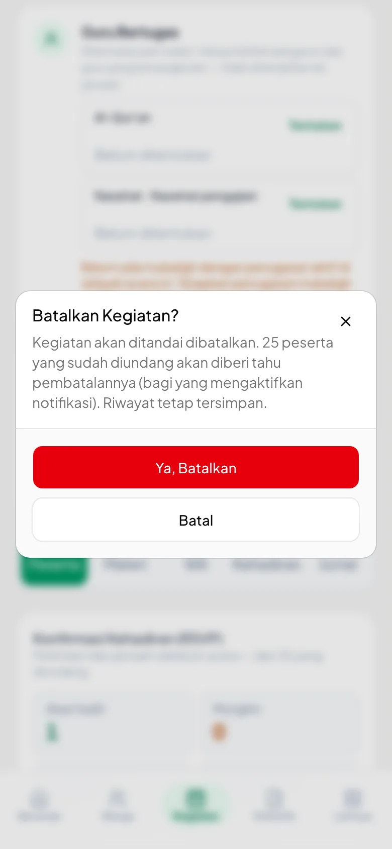 Peragaan: Gambar ini juga diambil tanpa menekan tombol pembatalannya.