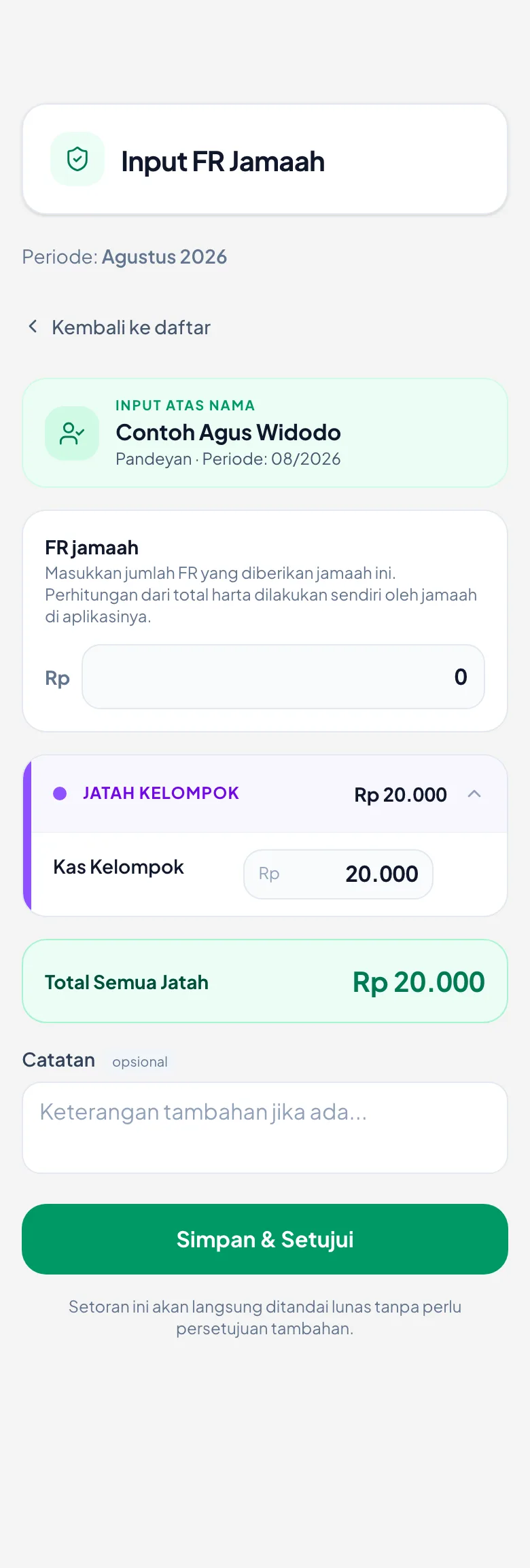 FR di atas, jatah yang sudah terbit di bawahnya, lalu totalnya.
