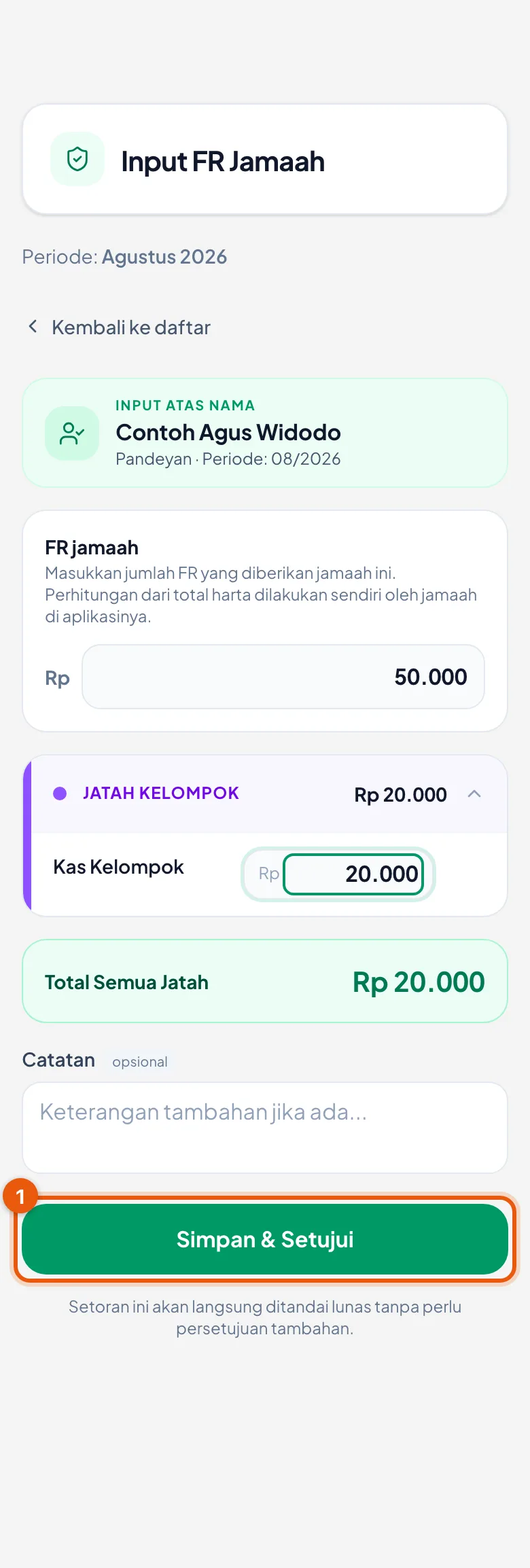 FR Rp 50.000 dan jatah Rp 20.000 pada contoh ini.