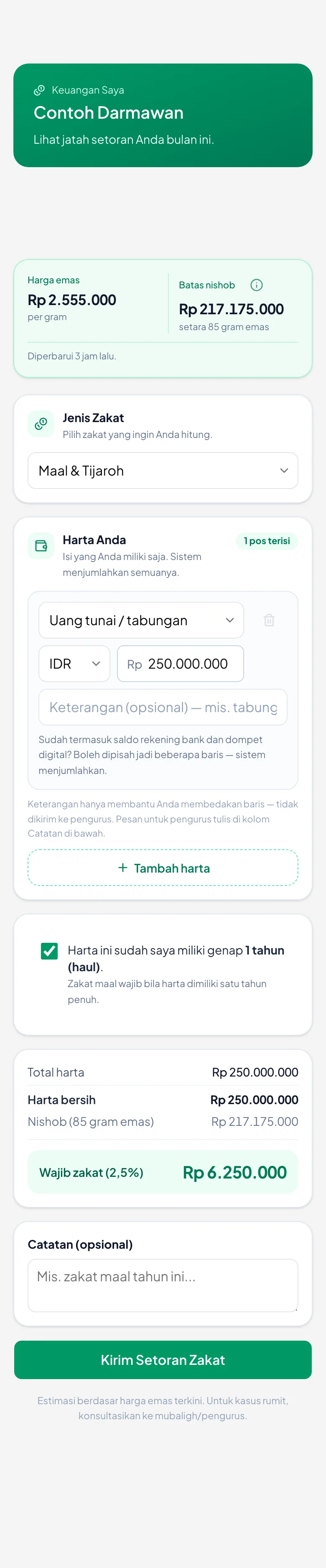Isi seperlunya; penjumlahannya dikerjakan aplikasi.