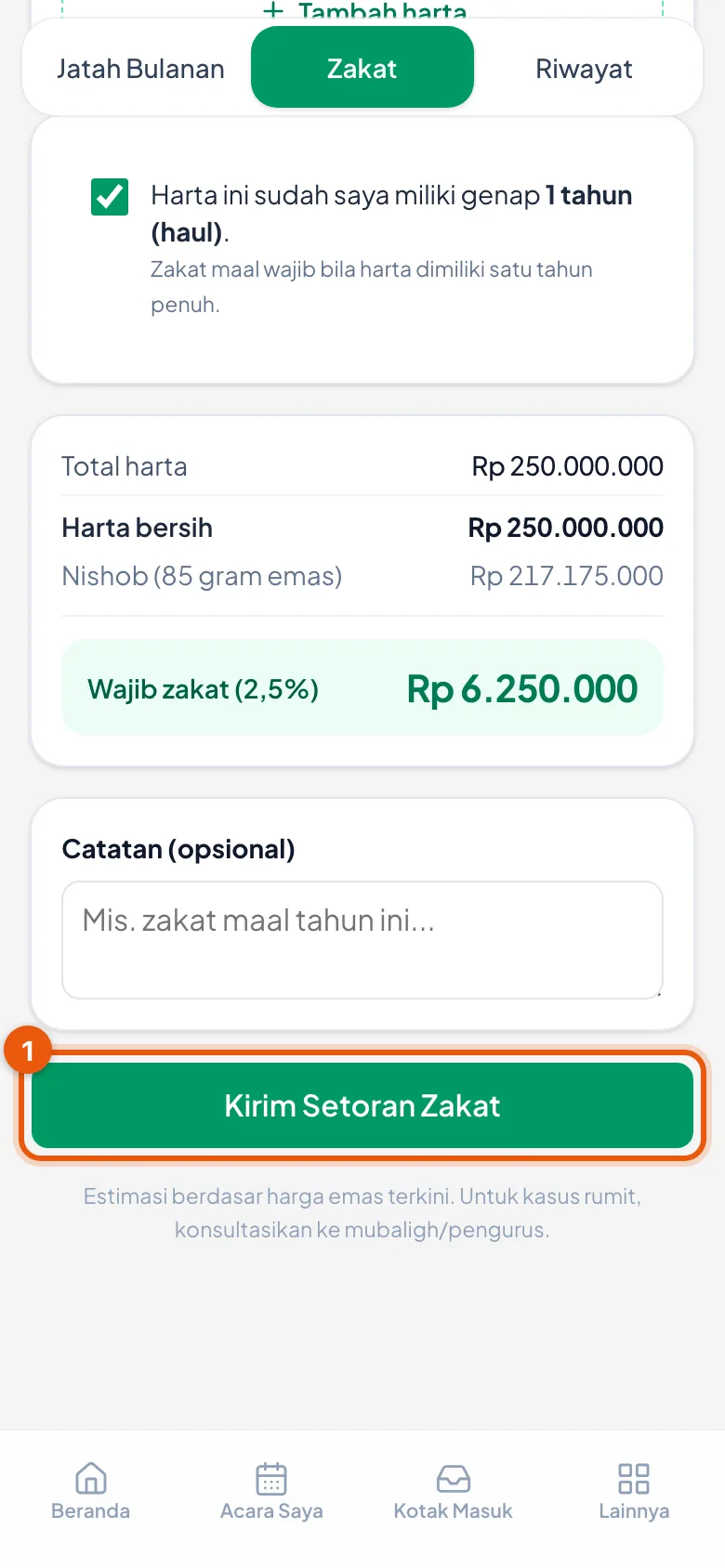 Rincian lengkap sebelum tombol kirim.