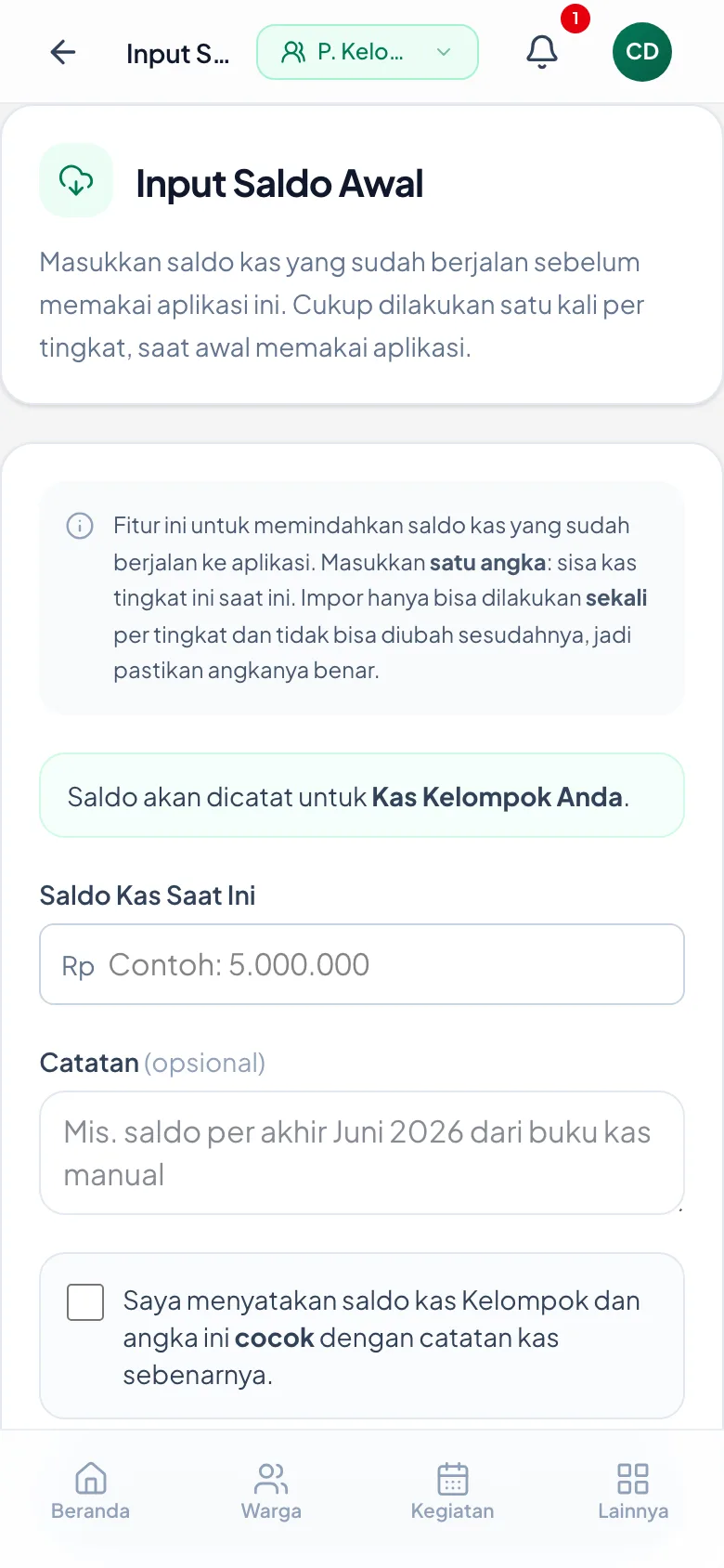 Layar menyatakan sendiri bahwa isian ini tak bisa diubah lagi.