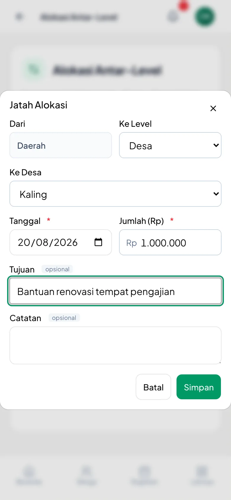 Tujuan menjelaskan untuk apa uangnya diturunkan.