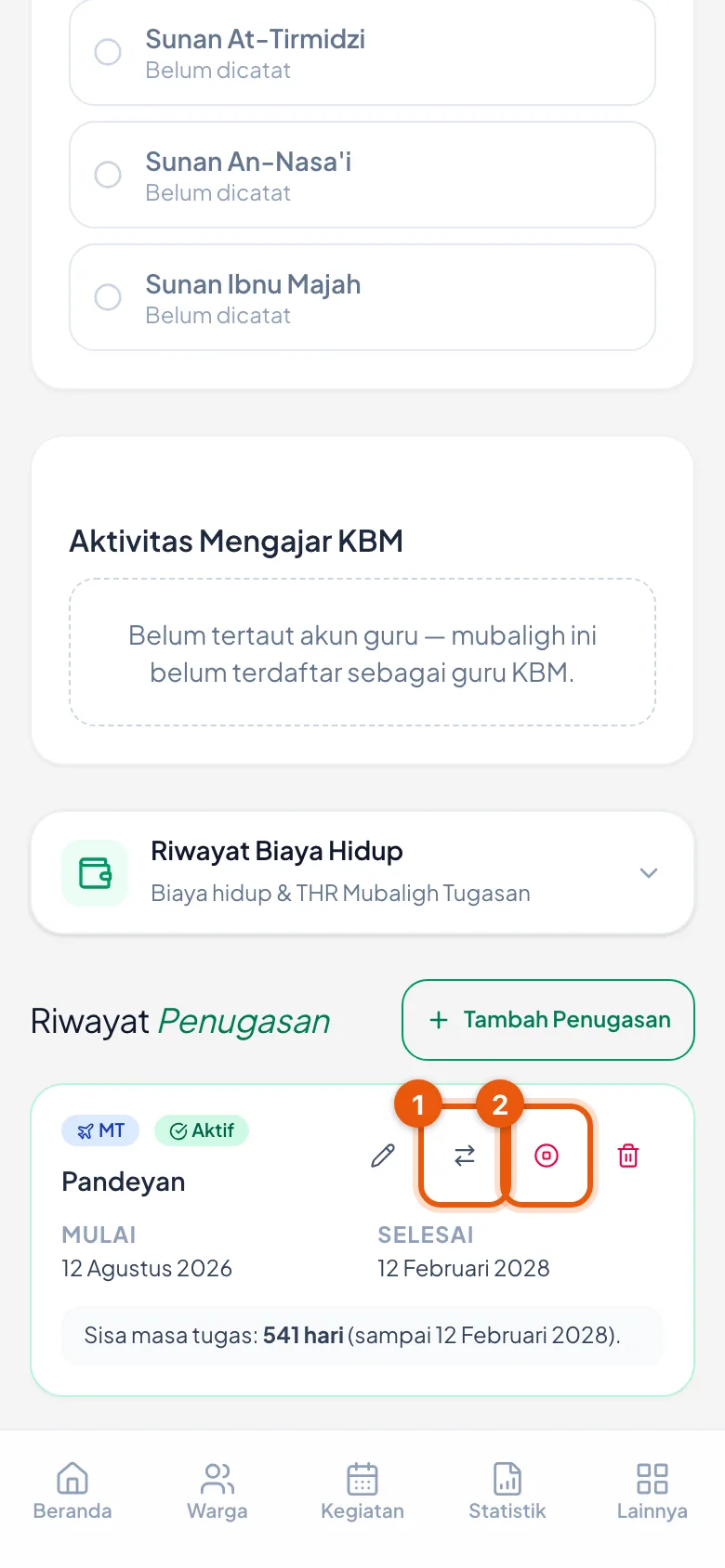 Kartu penugasan yang masih aktif, lengkap dengan sisa masa tugas.
