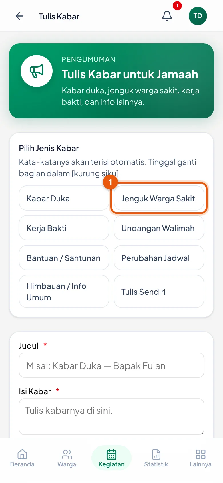 Pilih yang paling dekat; kata-katanya akan terisi sendiri.