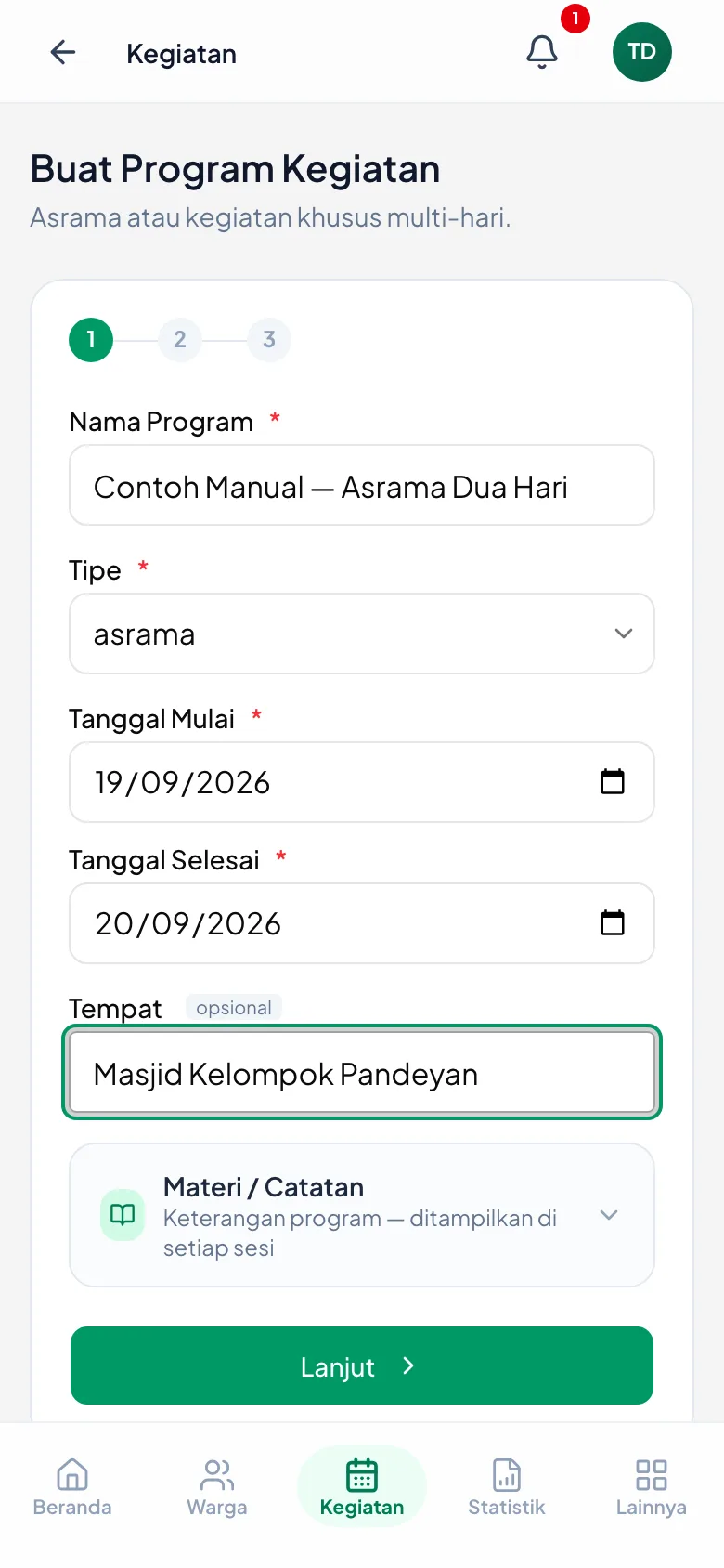 Rentang tanggalnya yang membedakan Program dari kegiatan biasa.
