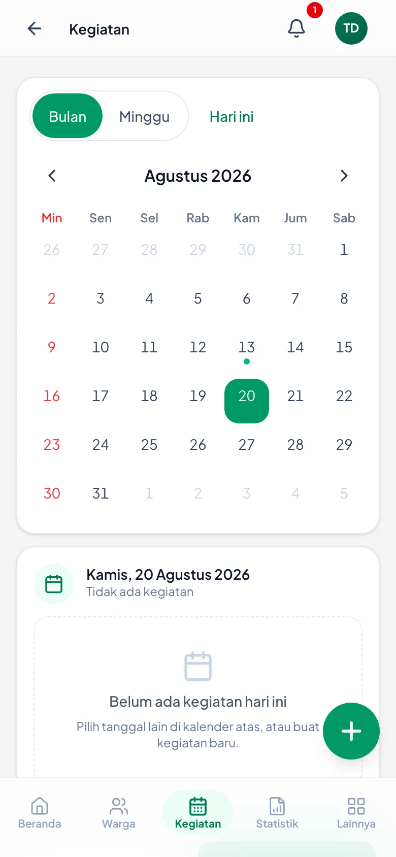 Muncul di tab Program dengan rentang tanggalnya.