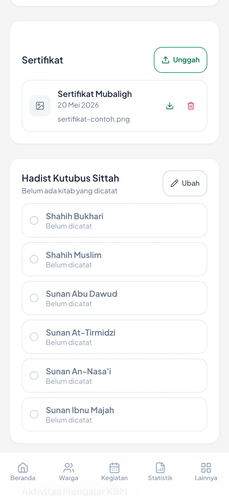 Sesudah terunggah, sertifikatnya bisa diunduh ulang kapan saja.