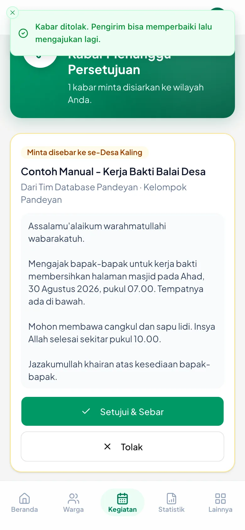 Kabarnya menyusut dari antrean Anda.