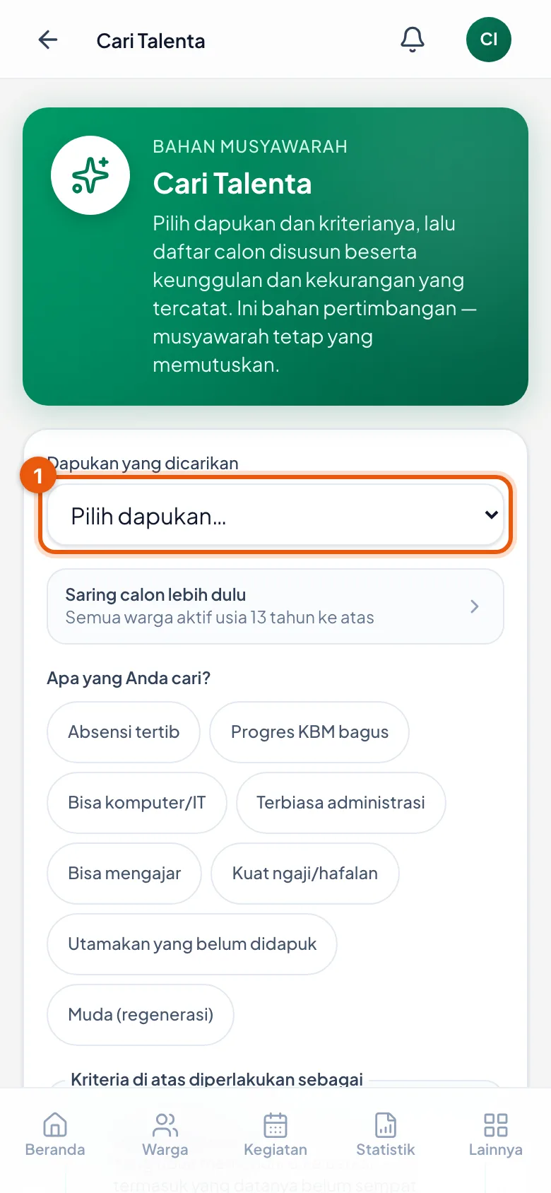 Tiap pilihan menyebutkan jenisnya dalam kurung — itu pembeda dapukan yang namanya sama.
